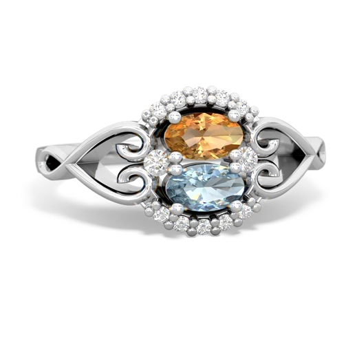 citrine-aquamarine antique keepsake ring