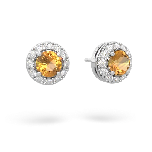 citrine classic halo earrings