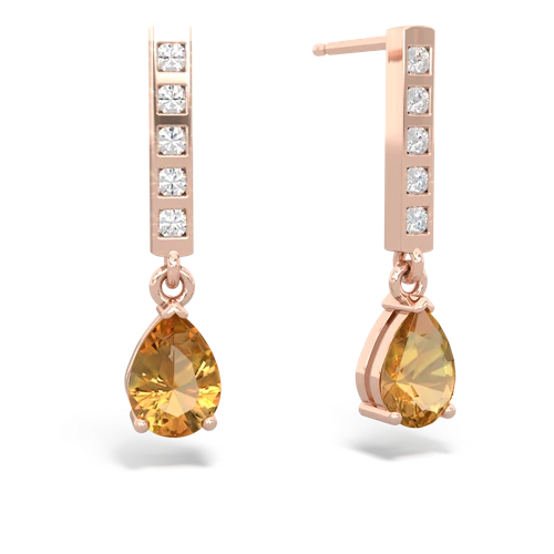 citrine diamond drop earrings