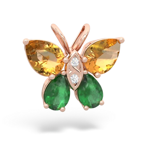 citrine-emerald butterfly pendant