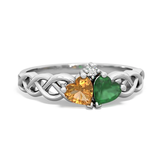 citrine-emerald celtic braid ring