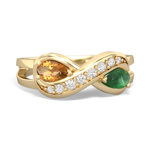 citrine-emerald diamond infinity ring
