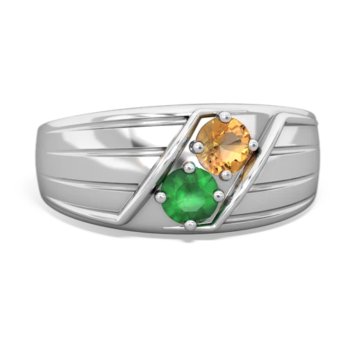 citrine-emerald mens ring