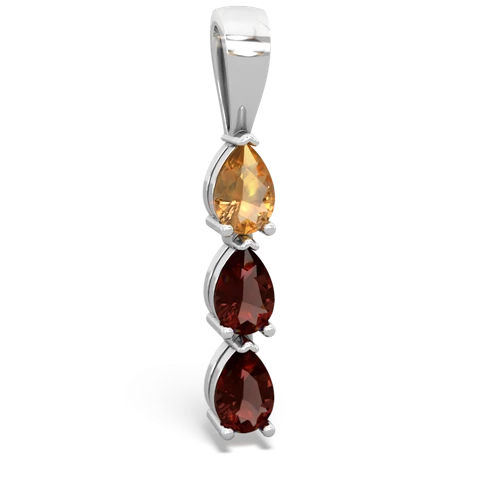 citrine-garnet three stone pendant