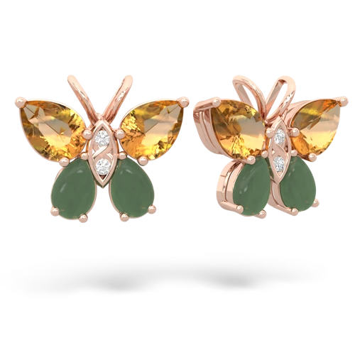 citrine-jade butterfly earrings