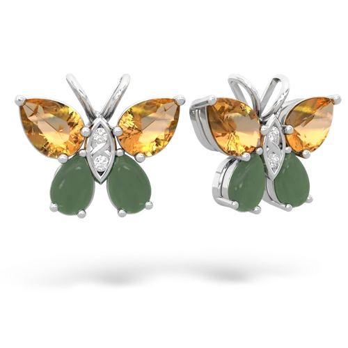 citrine-jade butterfly earrings