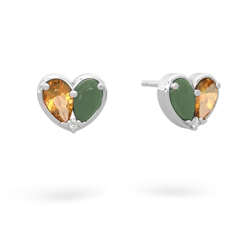 citrine-jade one heart earrings