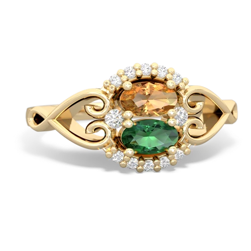 citrine-lab emerald antique keepsake ring