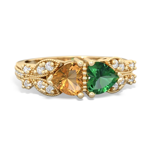 citrine-lab emerald keepsake butterfly ring