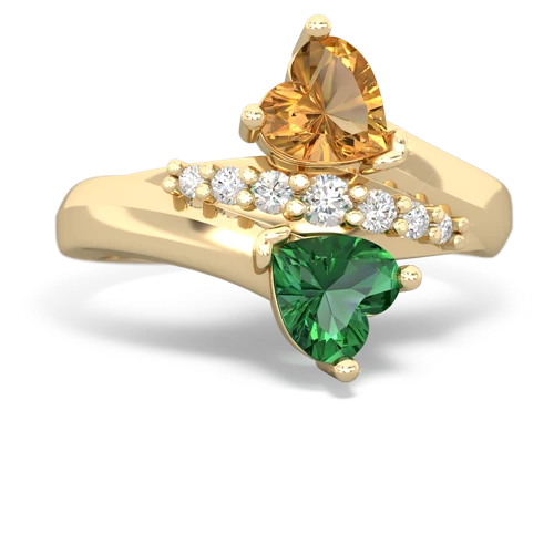 citrine-lab emerald modern ring