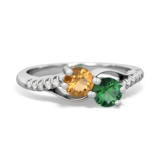 citrine-lab emerald two stone infinity ring
