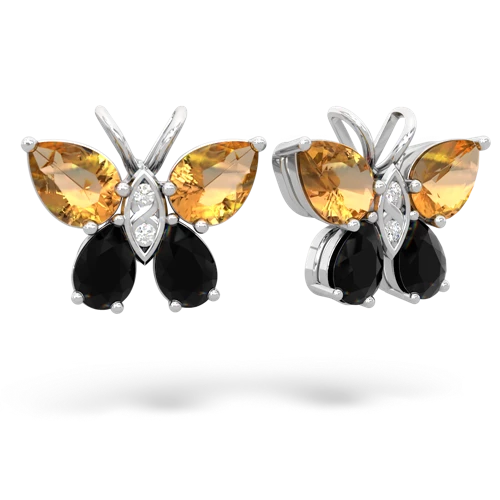 citrine-onyx butterfly earrings
