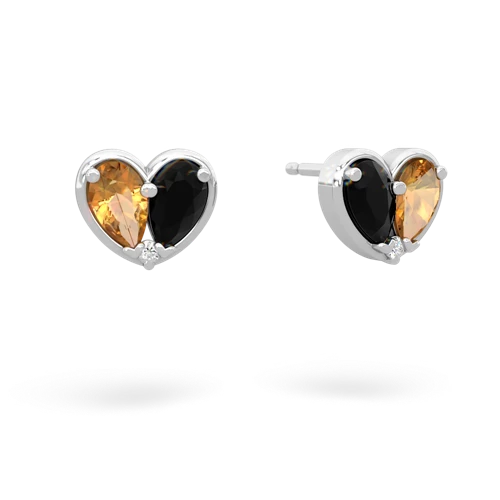 citrine-onyx one heart earrings