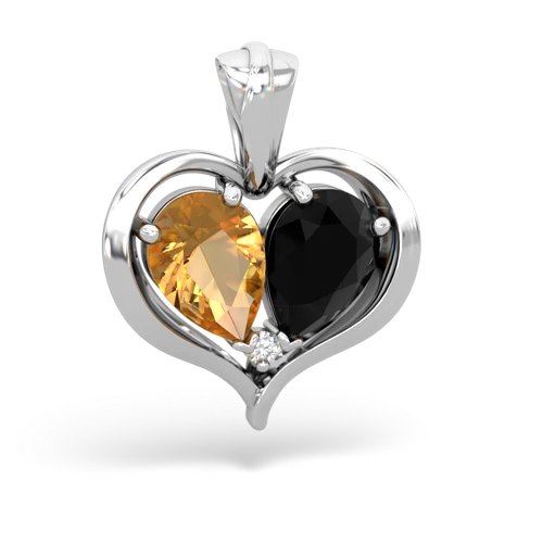 citrine-onyx half heart whole pendant