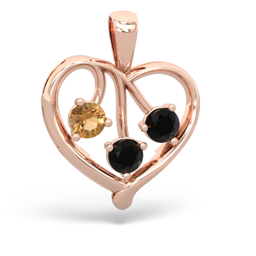 citrine-onyx love heart pendant