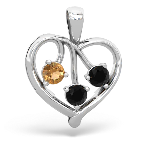 citrine-onyx love heart pendant