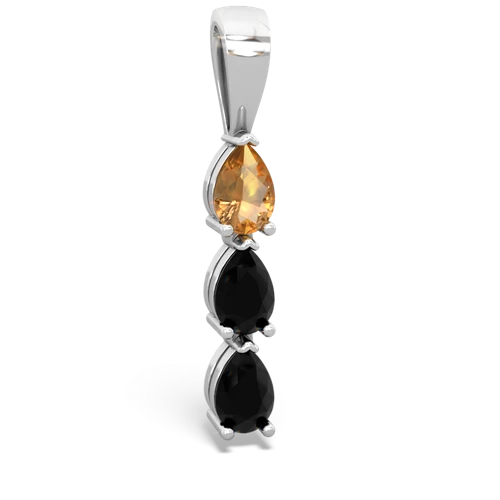 citrine-onyx three stone pendant