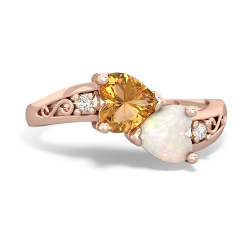 citrine-opal filligree ring