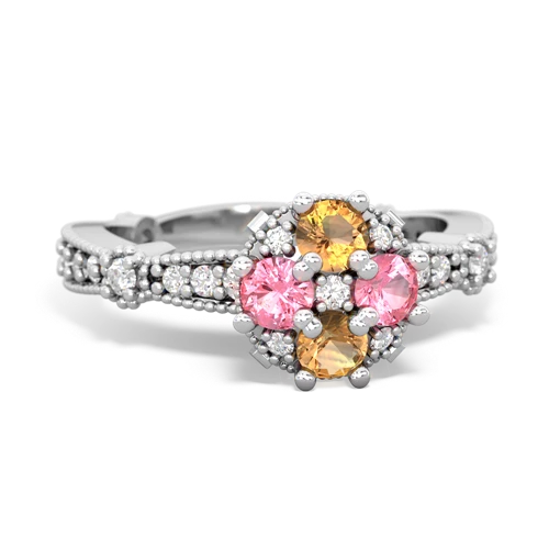 citrine-pink sapphire art deco engagement ring