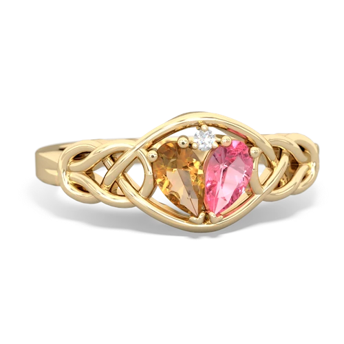 citrine-pink sapphire celtic knot ring