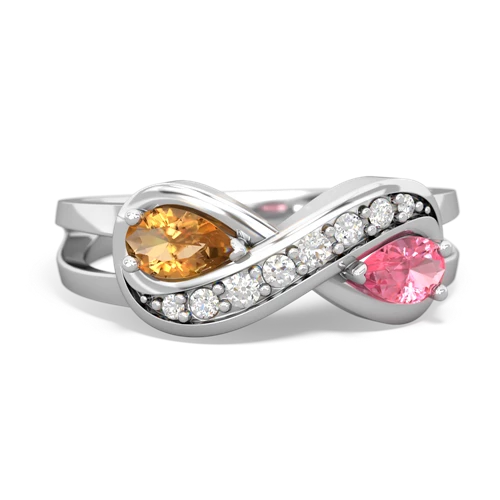 citrine-pink sapphire diamond infinity ring