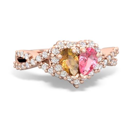 citrine-pink sapphire engagement ring