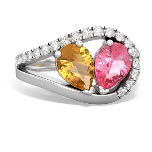 citrine-pink sapphire pave heart ring