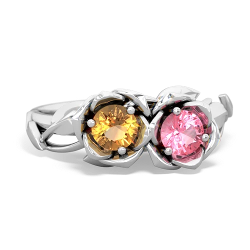 citrine-pink sapphire roses ring