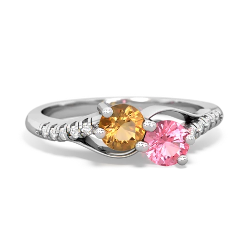 citrine-pink sapphire two stone infinity ring