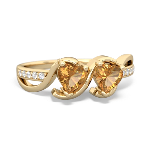 citrine double heart ring