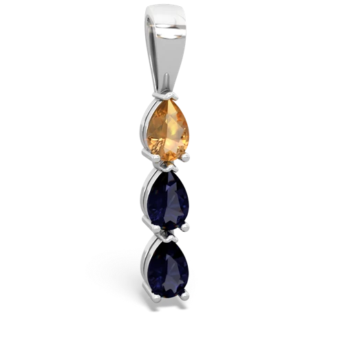 citrine-sapphire three stone pendant