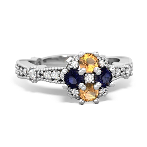 citrine-sapphire art deco engagement ring