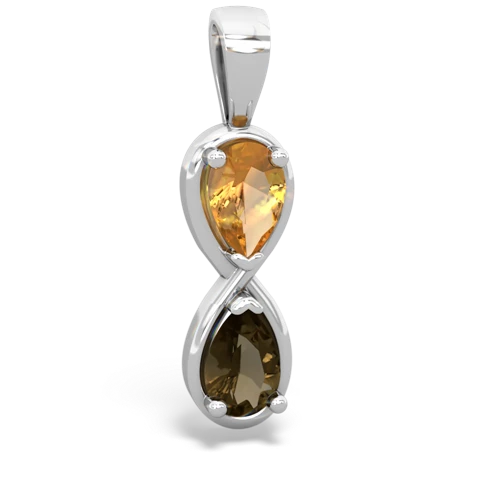 citrine-smoky quartz infinity pendant