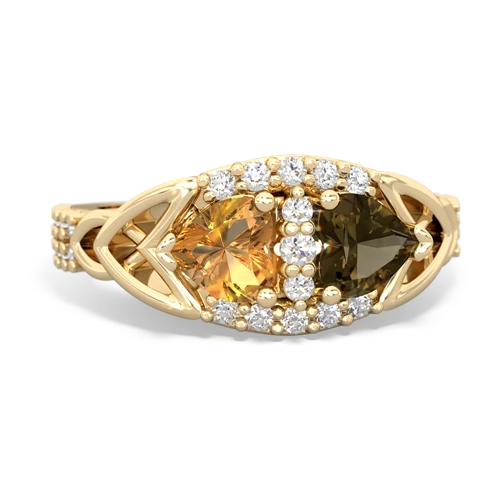 citrine-smoky quartz keepsake engagement ring