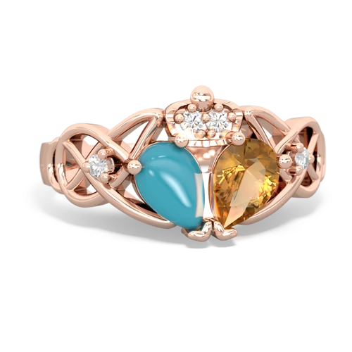 citrine-turquoise claddagh ring