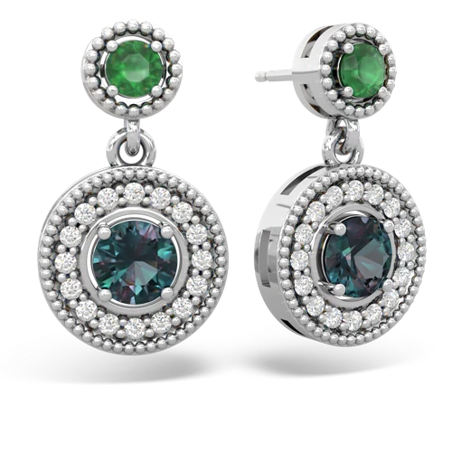 emerald-alexandrite halo earrings