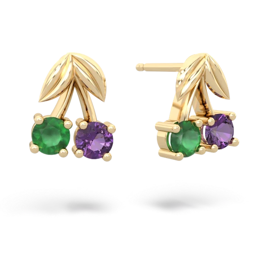 emerald-amethyst cherries earrings