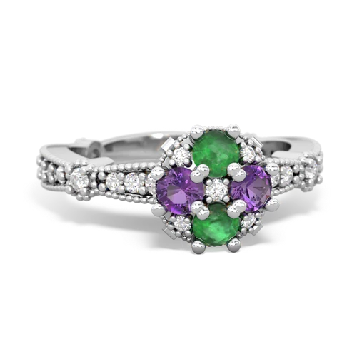 emerald-amethyst art deco engagement ring
