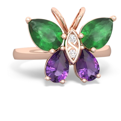 emerald-amethyst butterfly ring