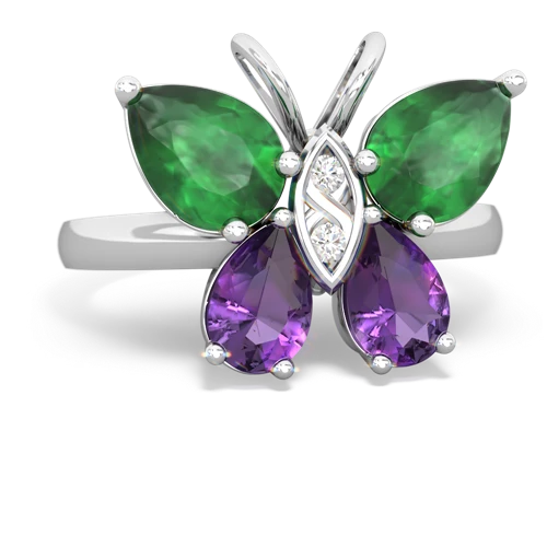 emerald-amethyst butterfly ring
