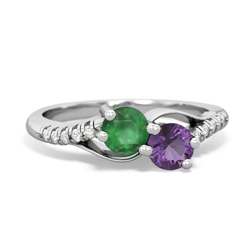 emerald-amethyst two stone infinity ring