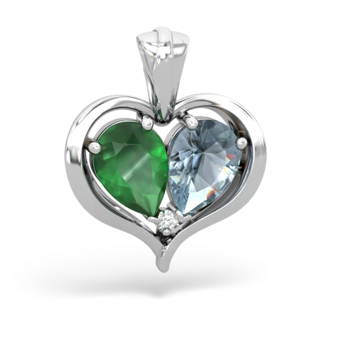 emerald-aquamarine half heart whole pendant
