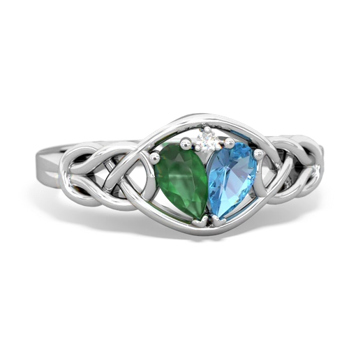 emerald-blue topaz celtic knot ring
