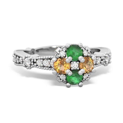 emerald-citrine art deco engagement ring