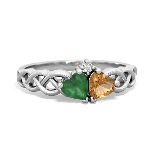 emerald-citrine celtic braid ring