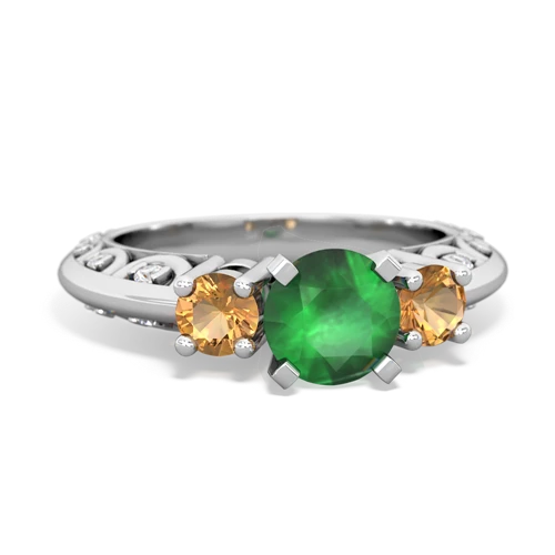 emerald-citrine engagement ring