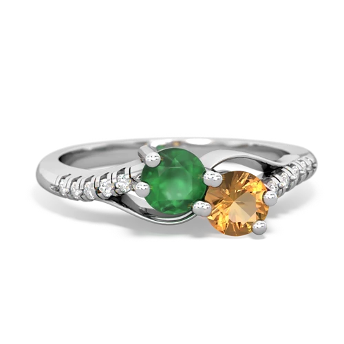 emerald-citrine two stone infinity ring
