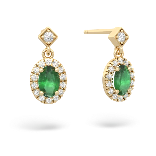 emerald halo drop earrings