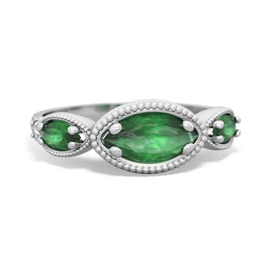 emerald-emerald milgrain marquise ring