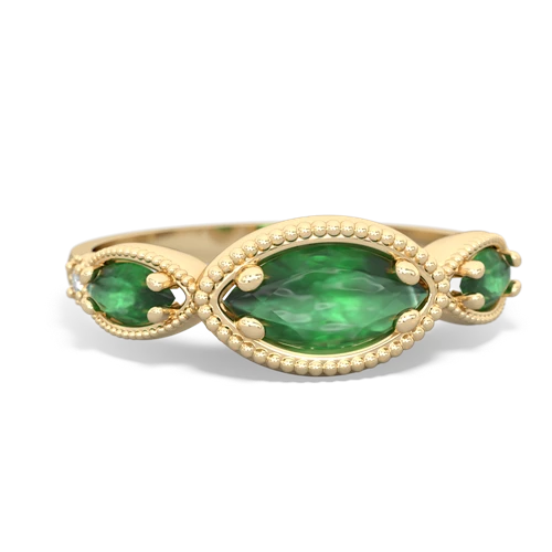 emerald-pink sapphire milgrain marquise ring